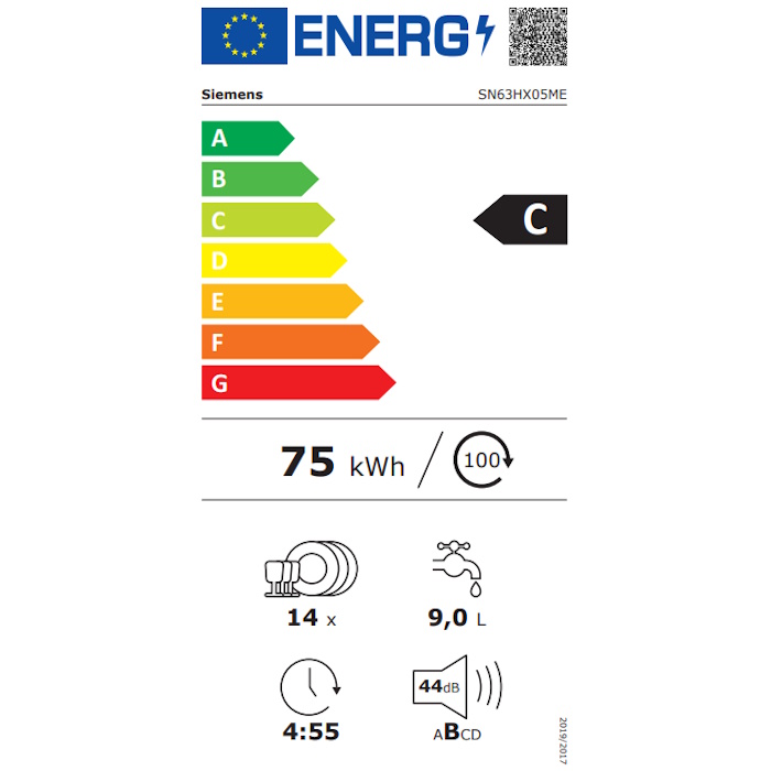 תווית אנרגיה - iq300 sn63hx05me siemens