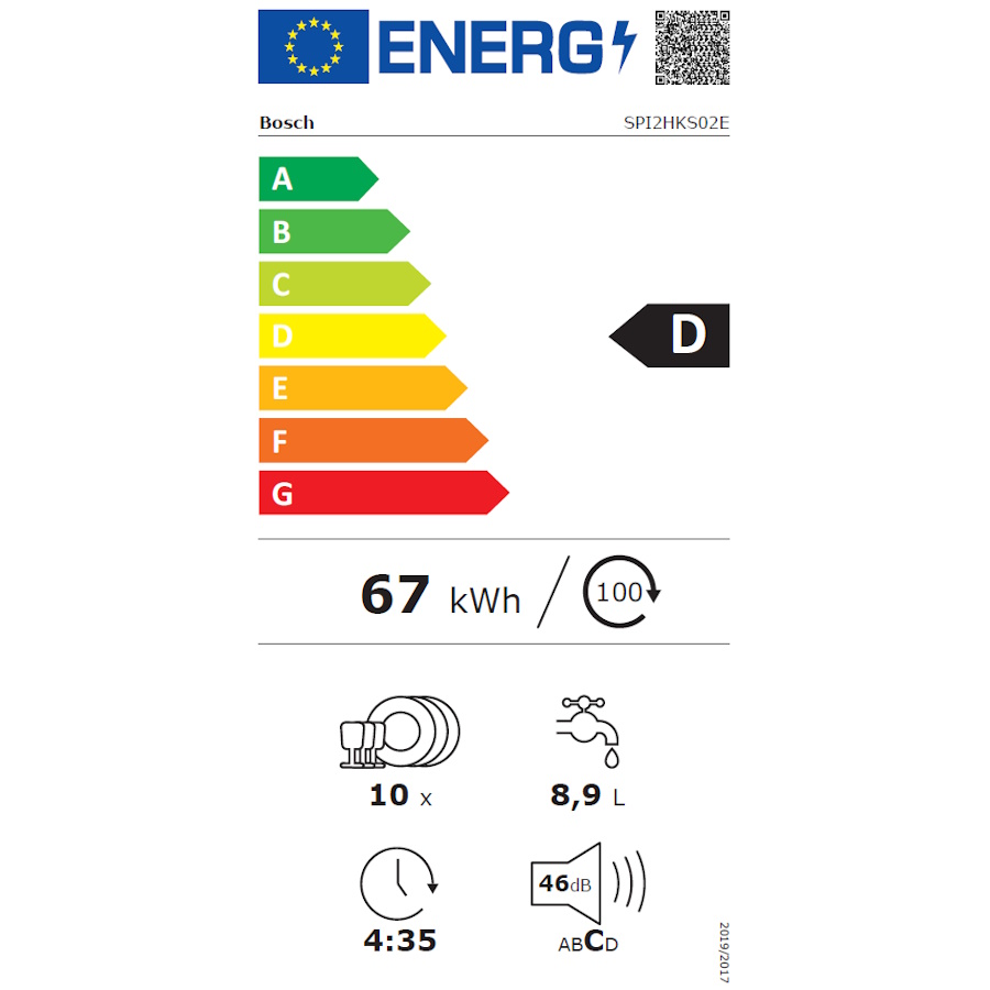 תווית אנרגיה - serie 2 spi2hks02e bosch