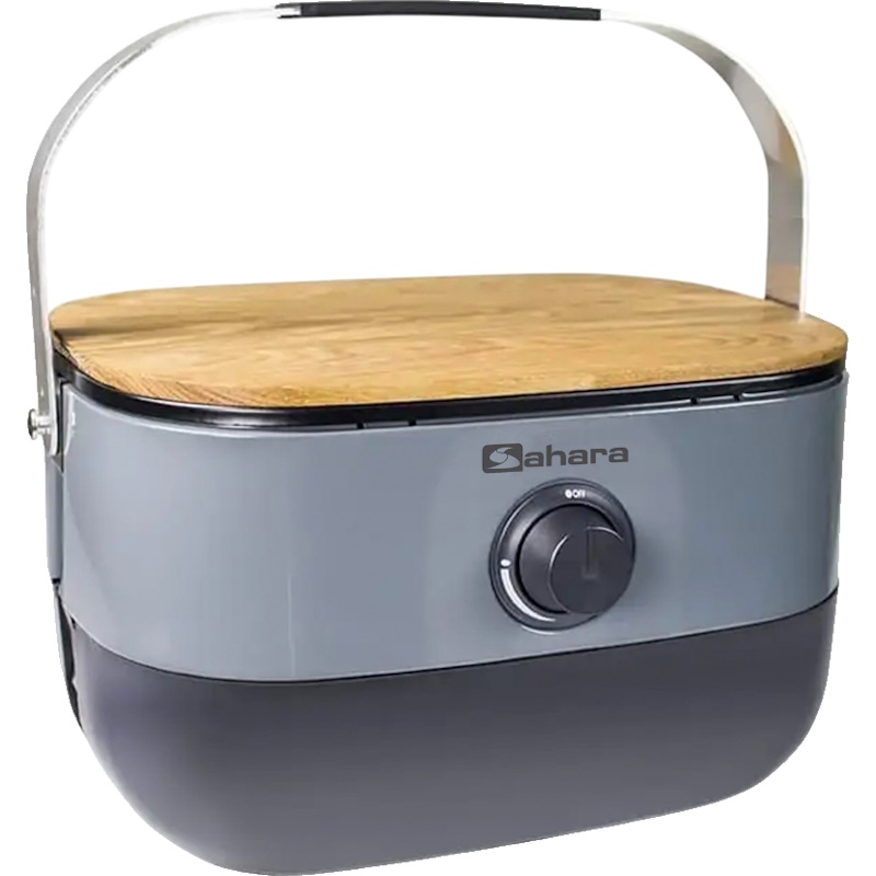 גריל גז נייד כולל מבער נירוסטה Amisragas &lrm;Sahara Grill 2 Go Mini Gas BBQ אפור
