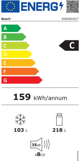 תווית אנרגיה - serie 4 kgn36vxct נירוסטה שחורה bosch