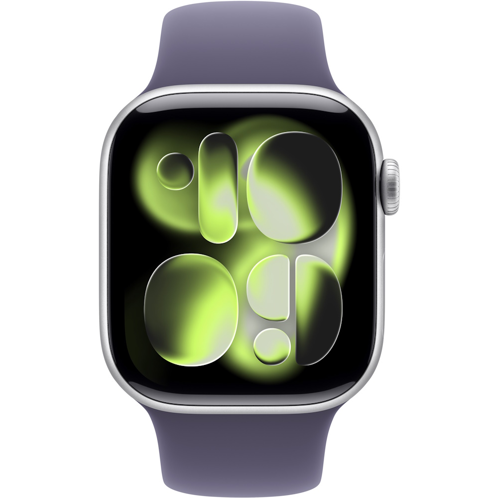 watch series 11 gps 42mm silver aluminum case with purple fog band - s/m יבואן רשמי apple