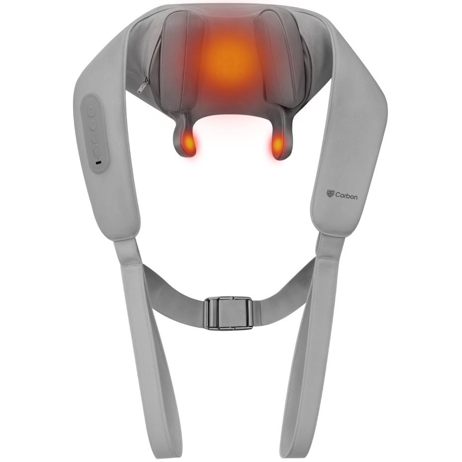 חגורת עיסוי עם טכנולוגיית עיסוי 4D ופונקציית חימום Carbon &lrm;TENSIO