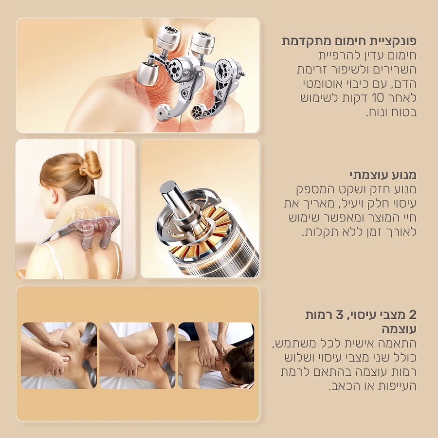 חגורת עיסוי עם טכנולוגיית עיסוי 4d ופונקציית חימום carbon