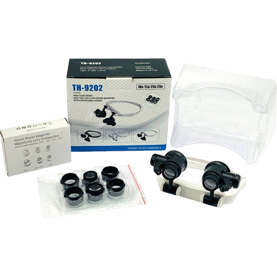 משקפי זכוכית מגדלת כולל 2 נורות LED ‏GBNOR &lrm;TH-9202
