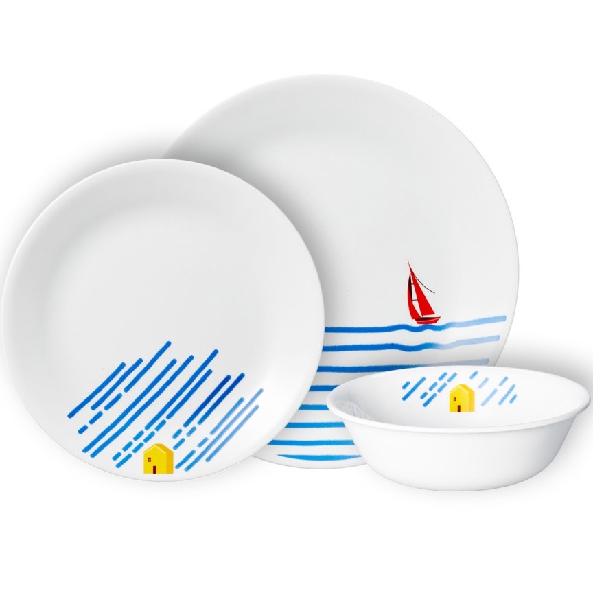 סט צלחות 36 חלקים ל-12 סועדים corning by corelle
