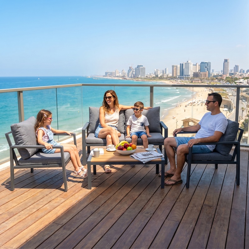 תמונה של מערכת ישיבה אלומיניום לגינה 2+1+1 australia garden