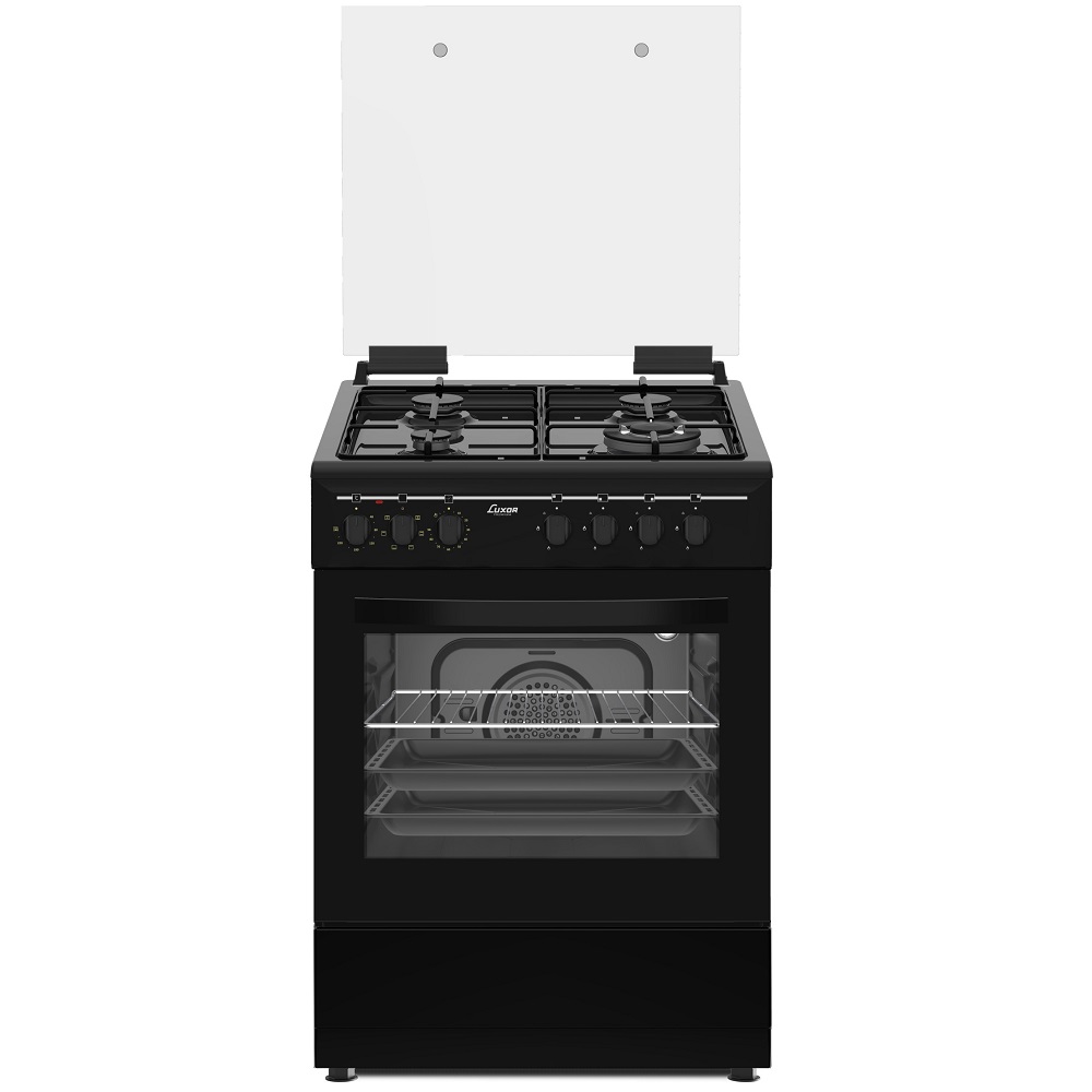 תנור משולב כיריים גז 4 להבות Luxor &lrm;LX-6060E-BL