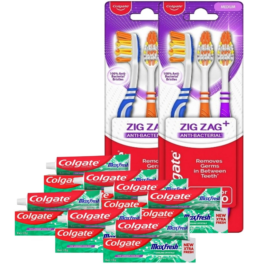 מארז 6 משחות שיניים ו-6 מברשות שיניים colgate