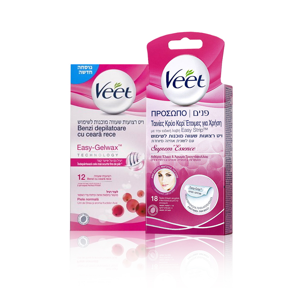 מארז הסרת שיער רצועות שעווה Veet &lrm;רצועות שעווה לפנים ולעור