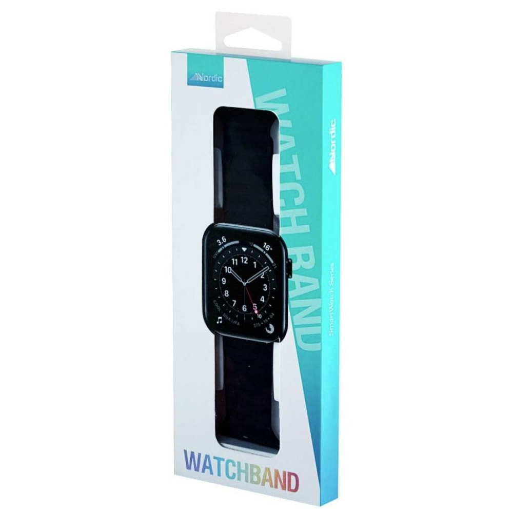 רצועת סיליקון מגנטית לשעונים חכמים Nordic &lrm;Watch Band 22mm שחור
