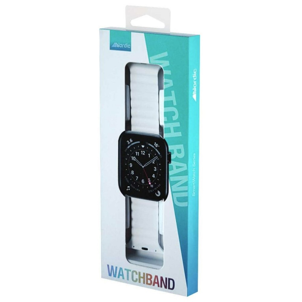 רצועת סיליקון מגנטית לשעונים חכמים Nordic &lrm;Watch Band 22mm לבן