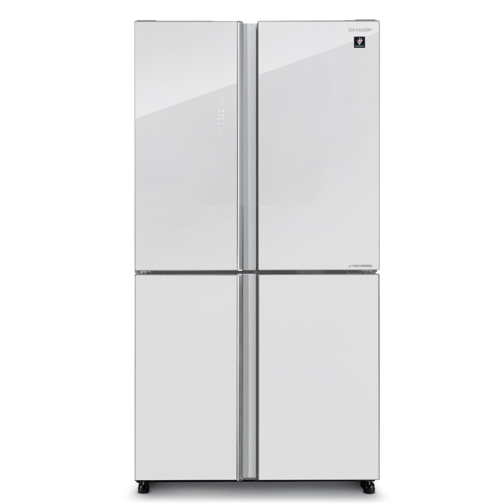 מקרר 4 דלתות מקפיא תחתון - 578 ליטר Sharp &lrm;SJ-8960-WH זכוכית לבנה