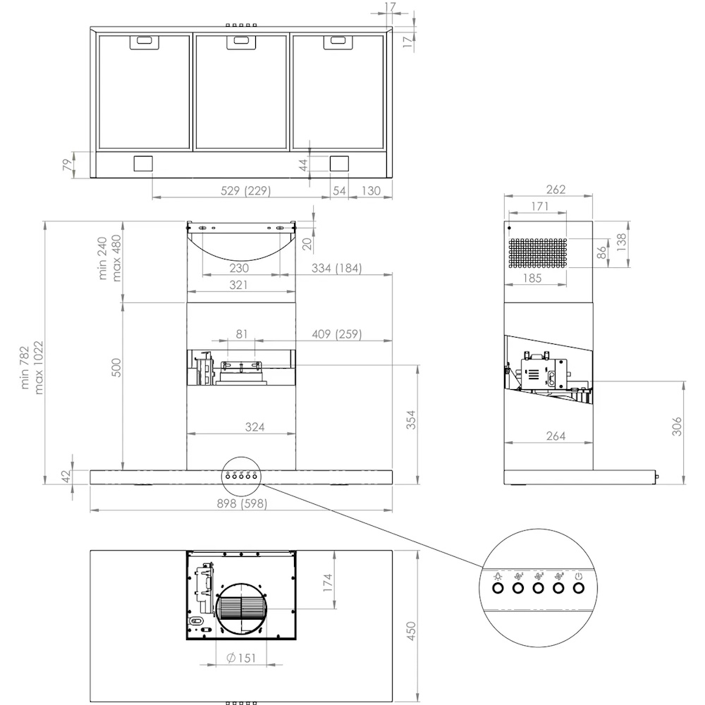 קולט אדים צמוד קיר - 60 סמ gorenje
