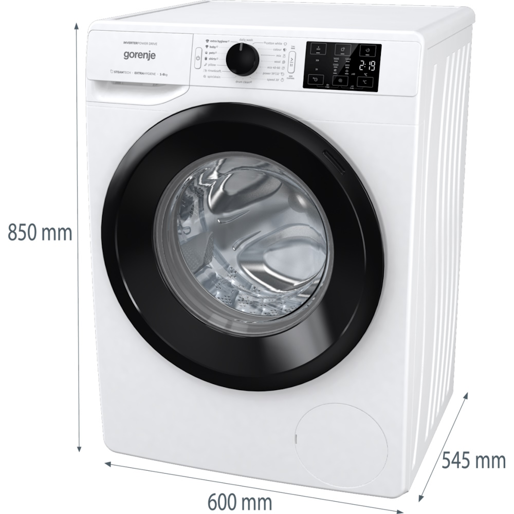 מכונת כביסה פתח חזית כולל תוכנית אדים - 8 קג gorenje