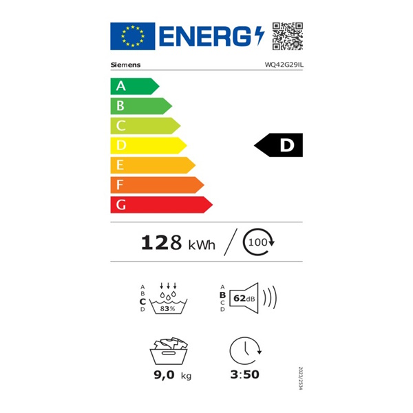 תווית אנרגיה - iq500 wq42g29il siemens
