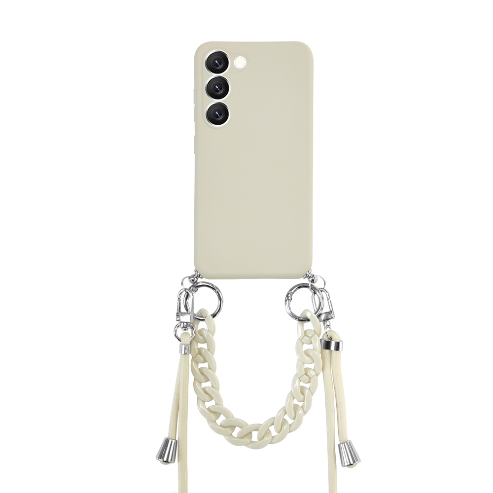 כיסוי אחורי בשילוב שרשרת נשיאה אופנתית Essentials &lrm;Galaxy S23 - Lanyard Case קרם