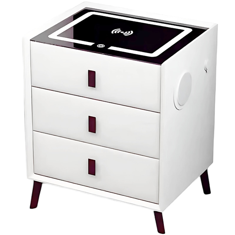 שידה חכמה משולבת משטח טעינה ורמקול - 3 מגירות Multi Garden &lrm;MG-134 לבן