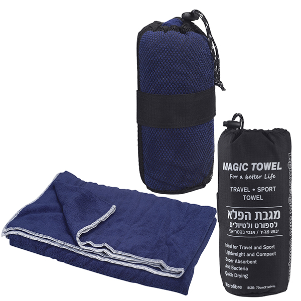 מגבת הפלא 140x70 אנטיבקטריאלית &lrm;MicroFiber 140x70 כחול