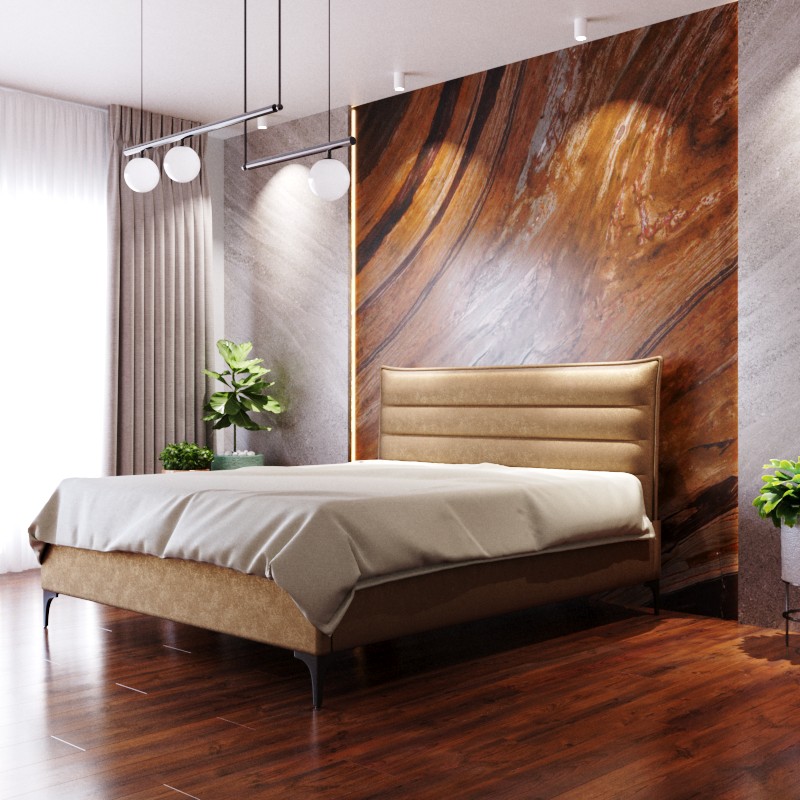 מיטה זוגית מפוארת - בד קטיפה Panda Style &lrm;גיזל - זוגית