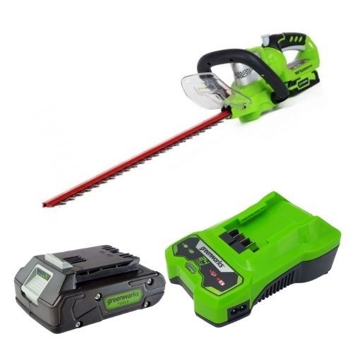 גוזם גדר חיה ראש מתכוונן 24V כולל סוללה 2.0Ah ומטען Greenworks &lrm;99705-3