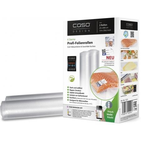 מארז 2 גלילי שקיות וואקום מחורצות Caso &lrm;שקיות 20x600