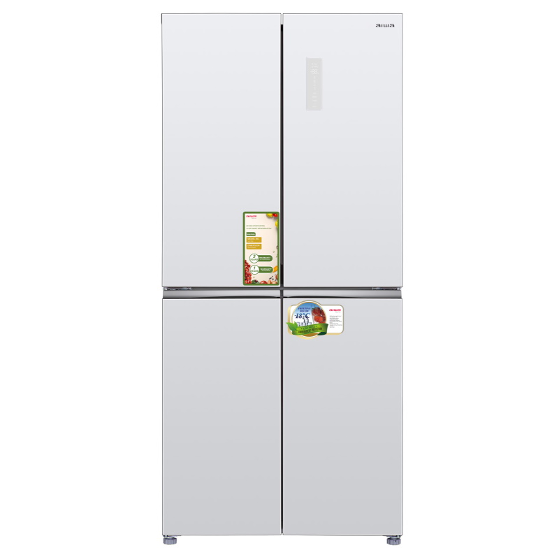 מקרר 4 דלתות 466 ליטר Aiwa &lrm;NF-6500 זכוכית לבנה