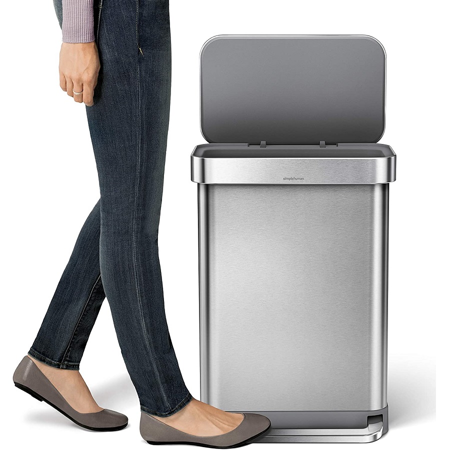 פח דוושה רחבה מלבני 55 ליטר simplehuman