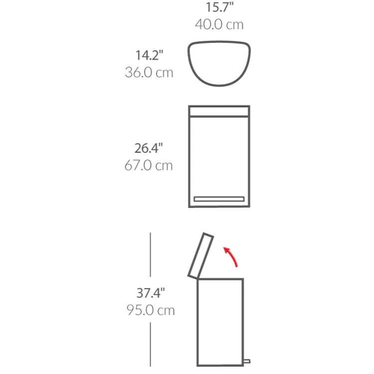 פח דוושה חצי עגול 45 ליטר simplehuman