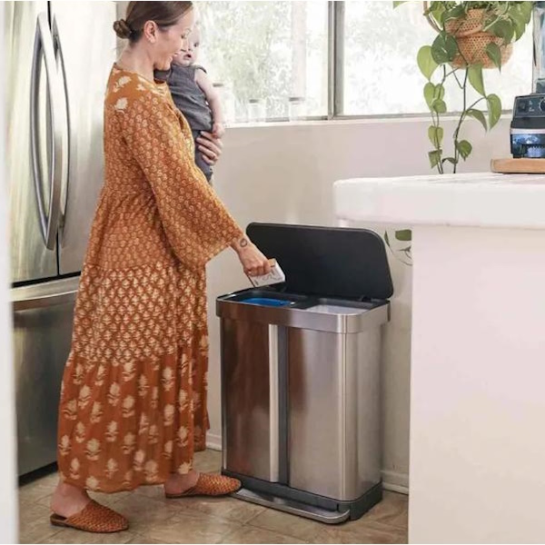 פח דוושה רחב מחולק 58 ליטר simplehuman