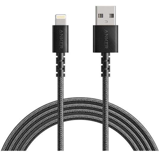 כבל טעינה Lightning/USB-A באורך 1.8 מטר Anker &lrm;Powerline II MFI A-L שחור A8013H12