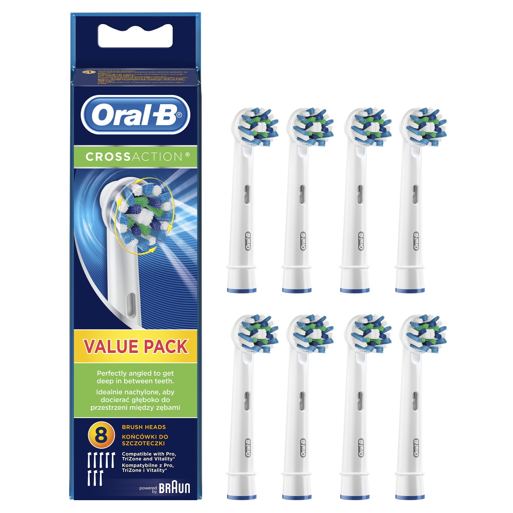 סרטון - שמיניית ראשים למברשת שיניים oral-b  אורל בי  crossaction