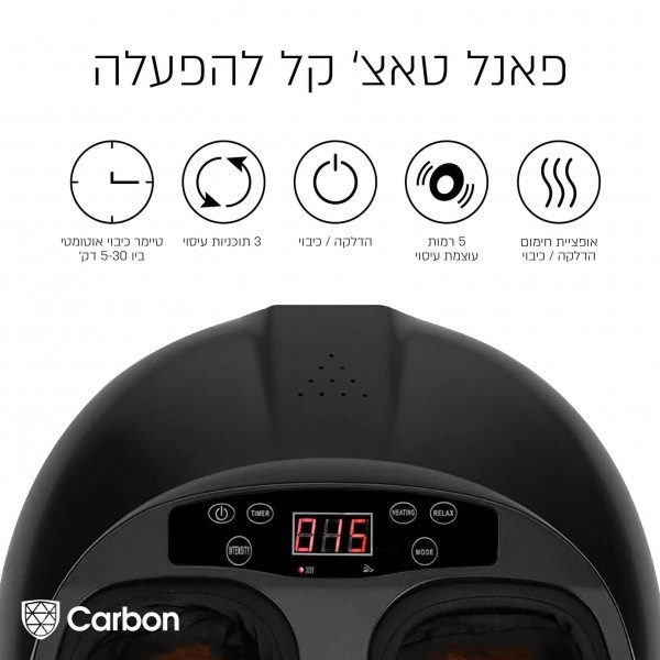 תמונה של מכשיר עיסוי רפלקסולוגי לכפות הרגליים בשיטת שיאצו carbon
