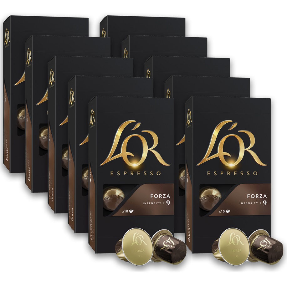מארז 100 קפסולות אספרסו מאלומיניום L'OR &lrm;Forza פורזה
