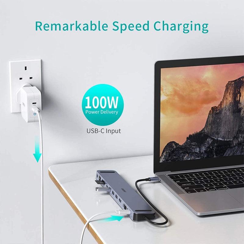תחנת עגינה 11 ב-1 למחשבים ניידים כניסת choetech usb c