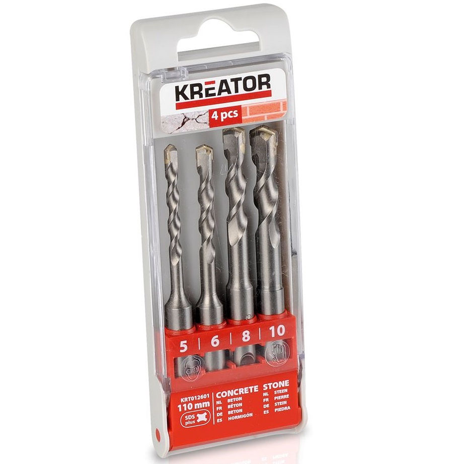 סט 4 מקדחי בטון KREATOR 5/6/8/10x110mm &lrm;KRT012601