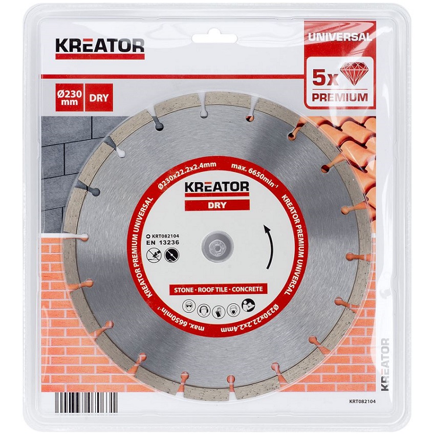 דיסק יהלום אוניברסלי ''9 יבש לבטון, רעפים ואבן KREATOR &lrm;KRT082104