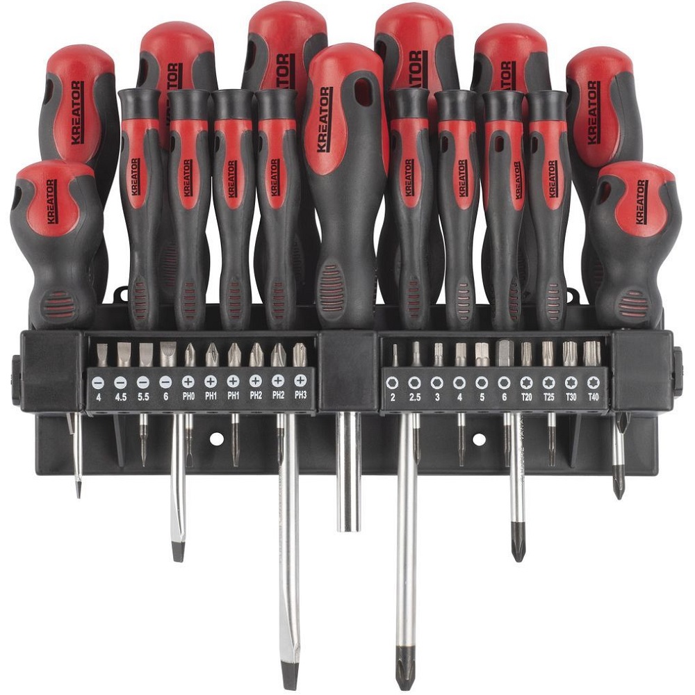סט מברגים וביטים כולל תושבת לקיר - 37 חלקים Kreator &lrm;KRT400010