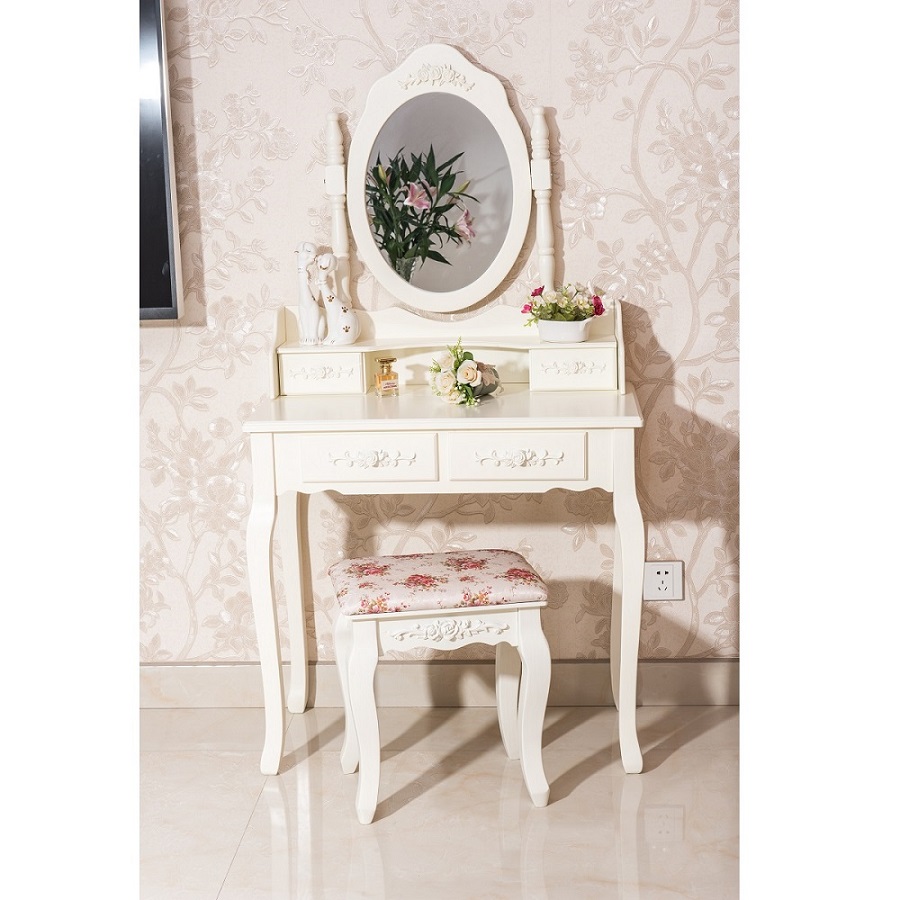 שידת איפור טואלט 4 מגירות וכיסא תואם white label & co