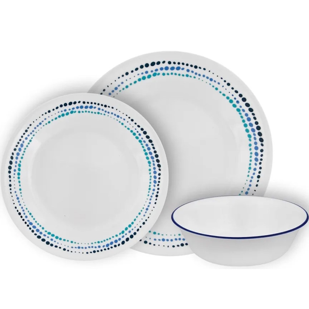 סט צלחות קורל 18 חלקים ל-6 סועדים Corning By Corelle &lrm;Ocean Blues 08418z