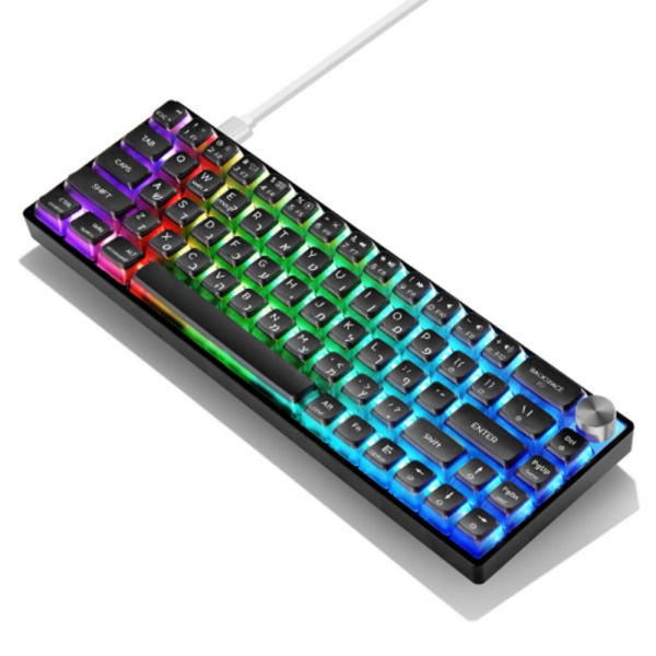 מקלדת מכאנית קומפקטית חוטית כולל תאורת SKYLOONG RGB &lrm;GK-61-PRO-Black Puddin - שחור