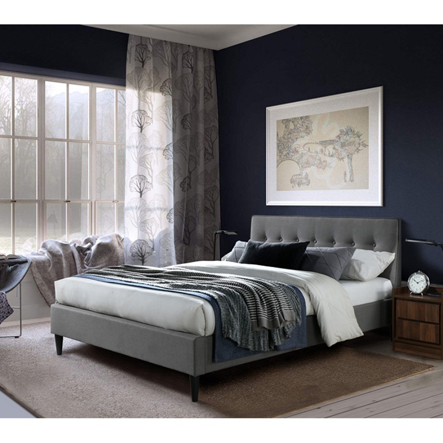 מיטת זוגית מעוצבת בריפוד בד Home Decor &lrm;פוני 140x190