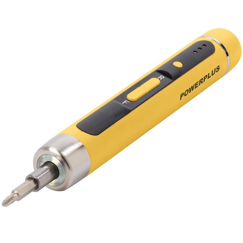 תמונה של מברג דיוק נטען 4v כולל 15 ראשים powerplus