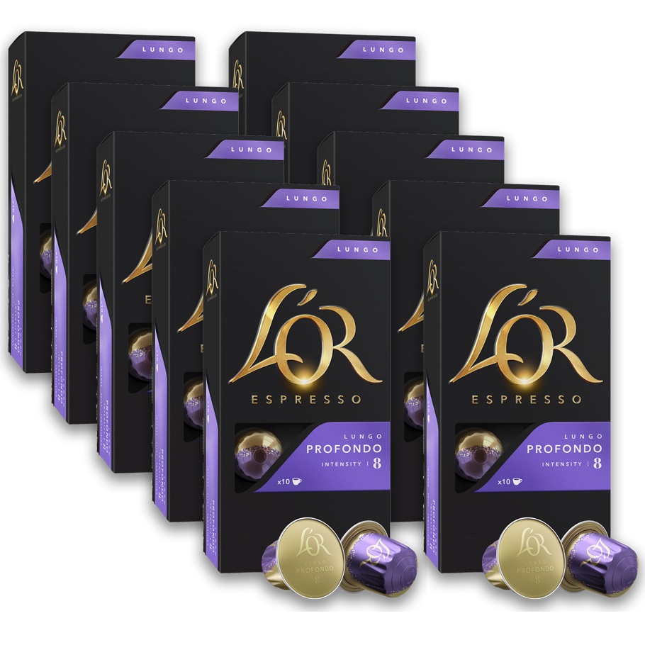 מארז 100 קפסולות אספרסו מאלומיניום L'OR &lrm;Lungo Profondo לונגו פרופונדו