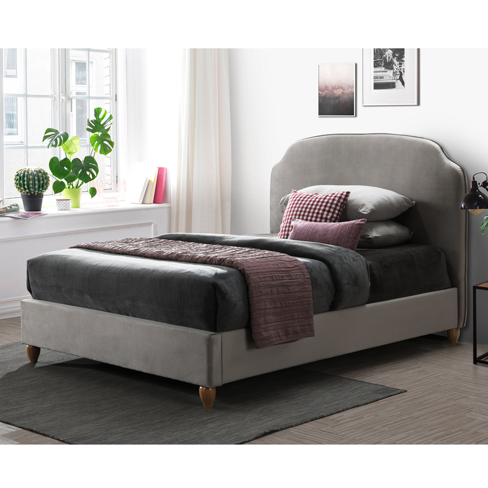 מיטה זוגית 140x190 מרופדת בד קטיפתי Home Decor &lrm;רימון 140