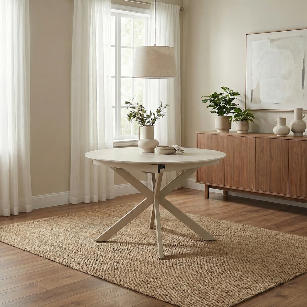 שולחן אוכל עגול נפתח Home Decor &lrm;טנריף סהרה/מוקה